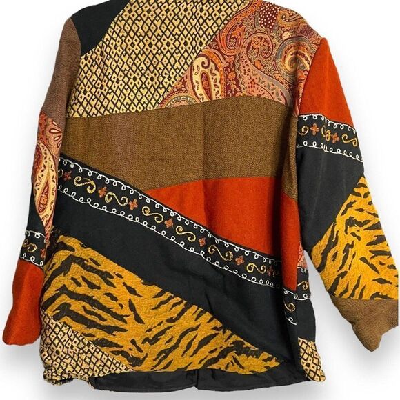 Allure Boutique Button Front Jacket Women's L Multicolor Animal Print Colorblock - Picture 4 of 12